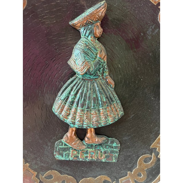 Vintage Peruvian Metal Plates for Wall Hanging Set of 2 For Sale - Image 4 of 12