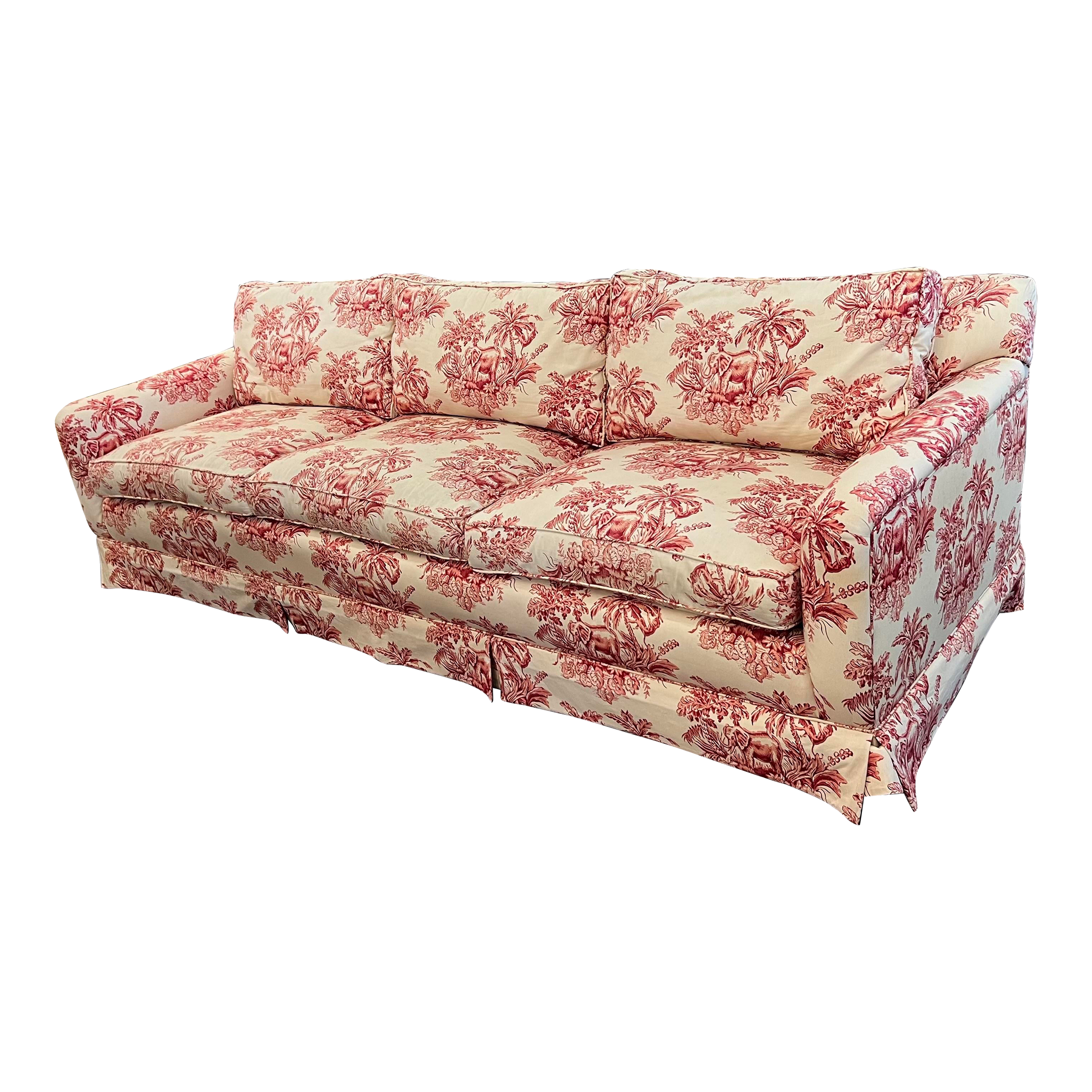 Custom Design Elephant Toile Three-Over-Three Sofa - image 0