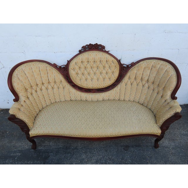 Victorian Style Carved Solid Mahogany Sofa Couch 6360 For Sale In Miami - Image 6 of 15