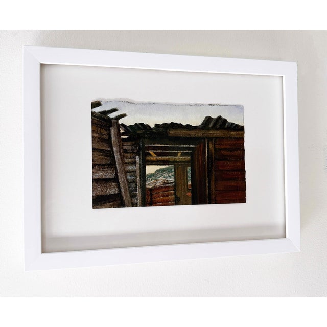Contemporary On the Road to "Nattyville" 1 by Lisa Lebofsky | Pencil and oil on paper Interior of a rustic building with a view. For Sale - Image 3 of 4