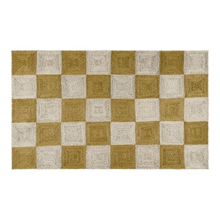 Part & Parcel Goods Jute Block Rug, 15'x20', Olive and Sky Bue For Sale