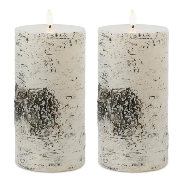 2020s FIA Wick Birch Design Pillar Candle (Set of 2) For Sale - Image 5 of 5