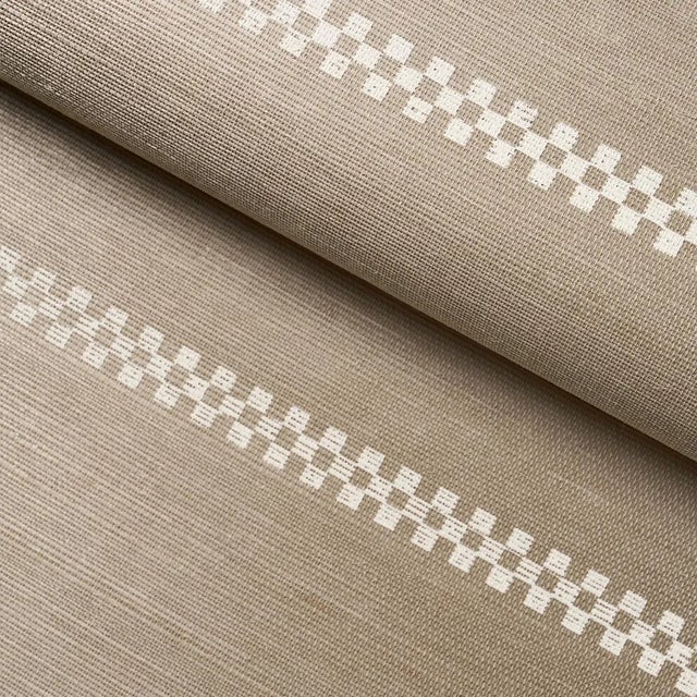 Schumacher SAMPLE - Schumacher Checkered Stripe Sisal Wallpaper In Flax 1 For Sale - Image 4 of 4