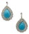 Turquoise Cabochon Pear and Round Diamond Earrings in 18k White Gold, A Pair For Sale
