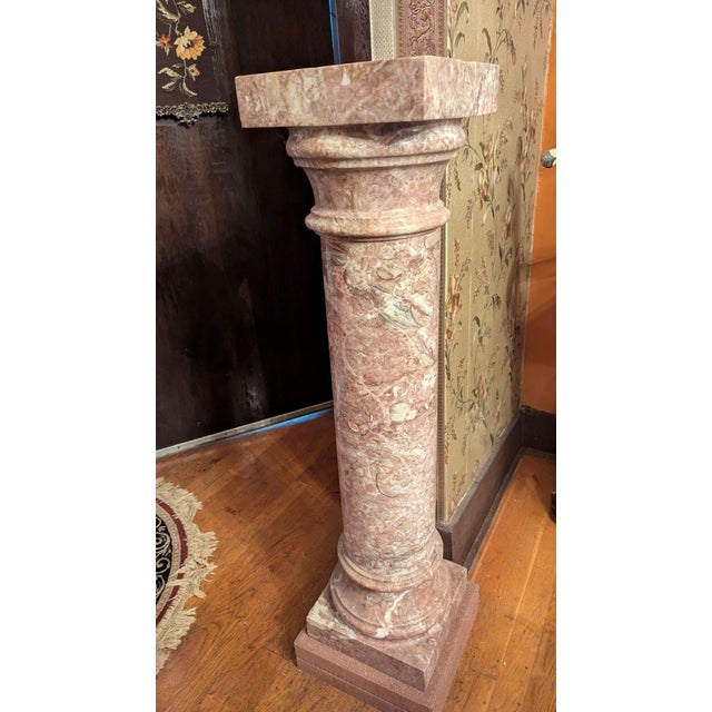 Late 20th Century Italian Marble Column Pedestal Pair For Sale - Image 4 of 12