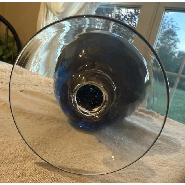 Glass Vintage Empoli Italian Murano Blue Art Glass Pitcher 13 1/2" For Sale - Image 7 of 7