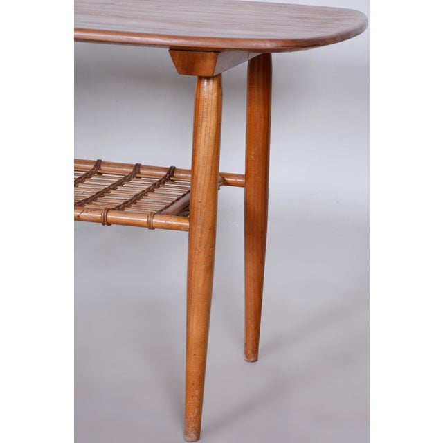 Mid-Century Coffee Table in Cherry & Rattan, 1950s For Sale - Image 9 of 12