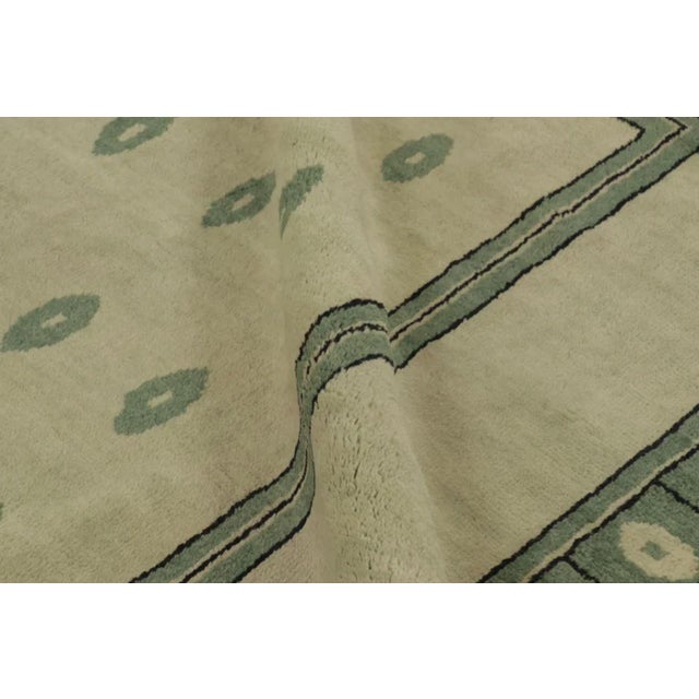 Rug & Kilim’s Art Nouveau Inspired Rug With Geometric Design in Sage Green & Beige For Sale - Image 9 of 10