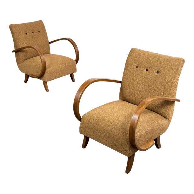 Art Deco H-410 Chairs by Jindřich Halabala for Up Závody, 1930, Set of 2 For Sale
