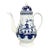 Late 18th Century Staffordshire Pearlware Chinoiserie Coffee Pot, Blue and White, Chinese House Pattern For Sale