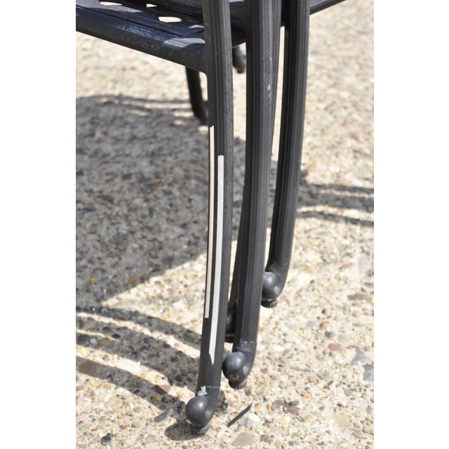 Black Tuscan Mediterranean Black Aluminum Metal Garden Patio Dining Chair - Set of 4 For Sale - Image 8 of 12