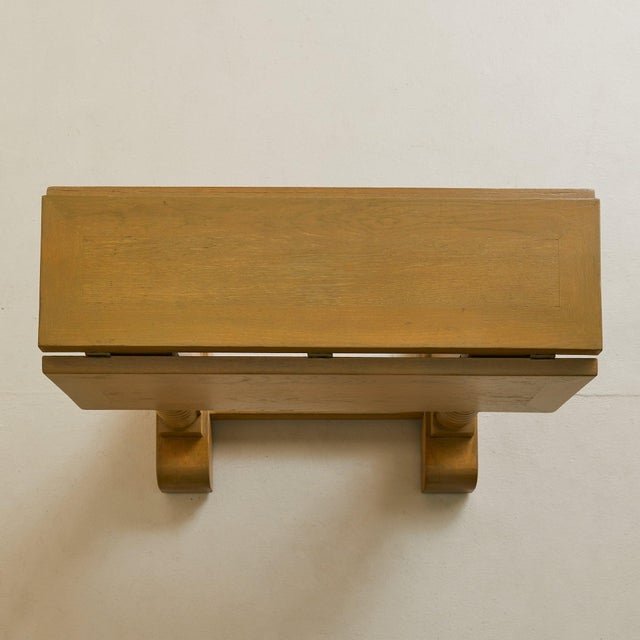 Wood French Oak Drop-Leaf Side Table in the Manner of Charles Dudouyt, 1940s For Sale - Image 7 of 11
