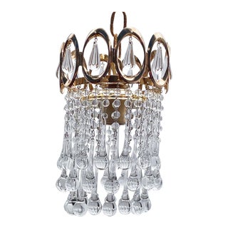 Mid-Century Gold Frame Layered Chandelier For Sale