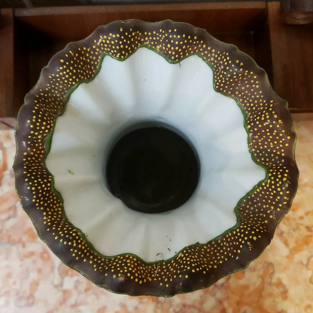 Ceramic Circa 1950 Japanese Satsuma Style Porcelain Moriage Figural Motifs Three-Handled Vase (Showa Period) For Sale - Image 7 of 8