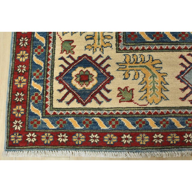 Kazak Rug 10’1” X 13’6” Blue Wool Tribal Hand-Knotted Oriental Carpet For Sale - Image 12 of 15