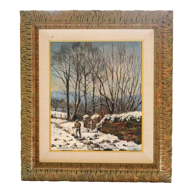 Mid 20th Century Paul-Emile Pissarro - Niege at Saint Remy, Oil on Canvas For Sale