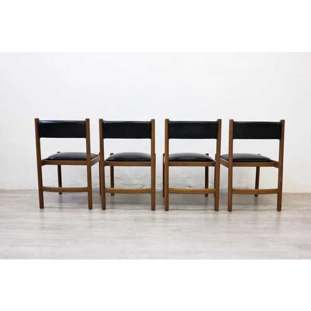 Wood Black Leather Chairs from Isa Bergamo, Italy, Set of 4 For Sale - Image 9 of 12