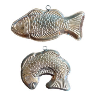 Italian Copper Fish Molds-- A Pair For Sale