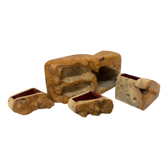 Handcrafted Burl Wood Jewelry Box by Jeff Trag, 1980s For Sale