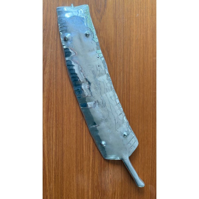 Metal Vintage Mid Century Banana Leaf Serving Tray For Sale - Image 7 of 8