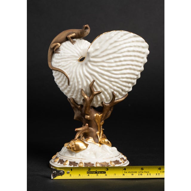 Antique Royal Worcester Porcelain Nautilus Shell and Lizard Vase 1883 U Mark For Sale - Image 11 of 11