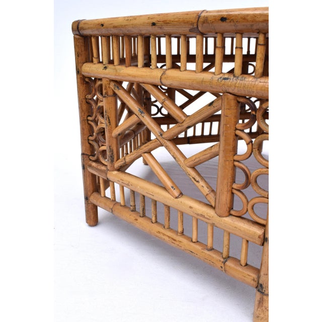 Wood Brighton Pavillion Hexagon Rattan Bamboo Coffee Cocktail Table For Sale - Image 7 of 9