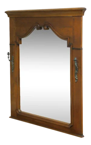 French Provincial Large Trumeau Mirror, Bronze Candle Sconces