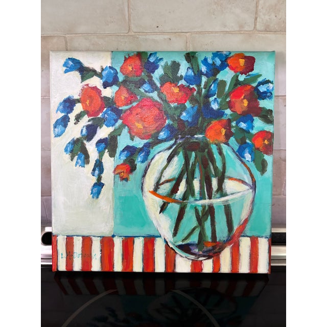 “Garden Rhythm” Original Acrylic Contemporary Expressive Floral Still Life by Linda McDonough For Sale In Naples, FL - Image 6 of 12