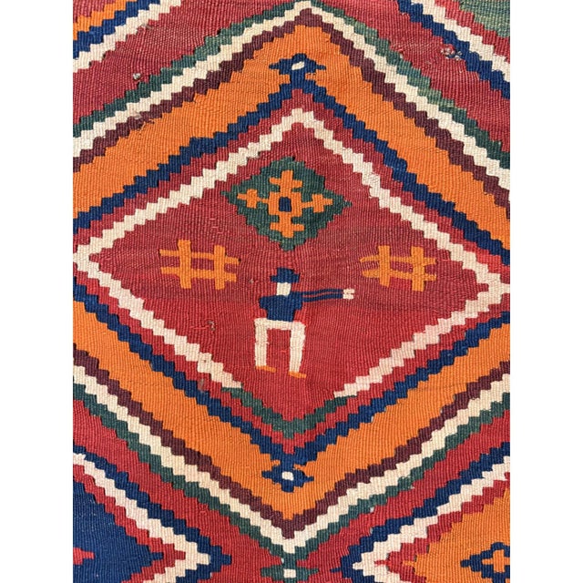 Tribal 1900s Antique Multi Diamond Tribal Ghashghai Flatweave Kilim Rug 4' 9" X 9' 2" For Sale - Image 3 of 6