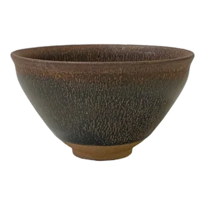 Chinese Jianye Clay Metallic Bronze Black Glaze Decor Bowl Display Art