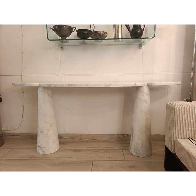 2000 - 2009 Eros Series White Carrara Marble Console Table attributed to Angelo Mangiarotti, Italy, 2000s For Sale - Image 5 of 9