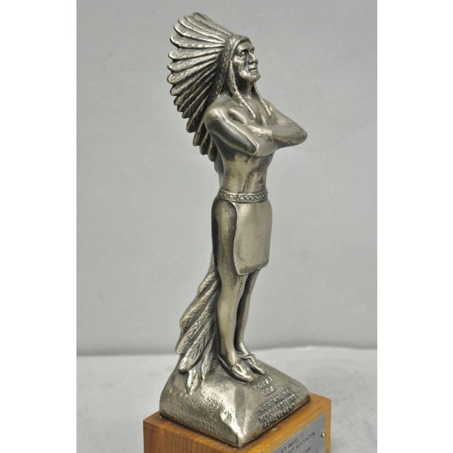 Silver Vintage 1970s Popai Oma Store Display Award Trophy Native American Chief Figure For Sale - Image 8 of 12