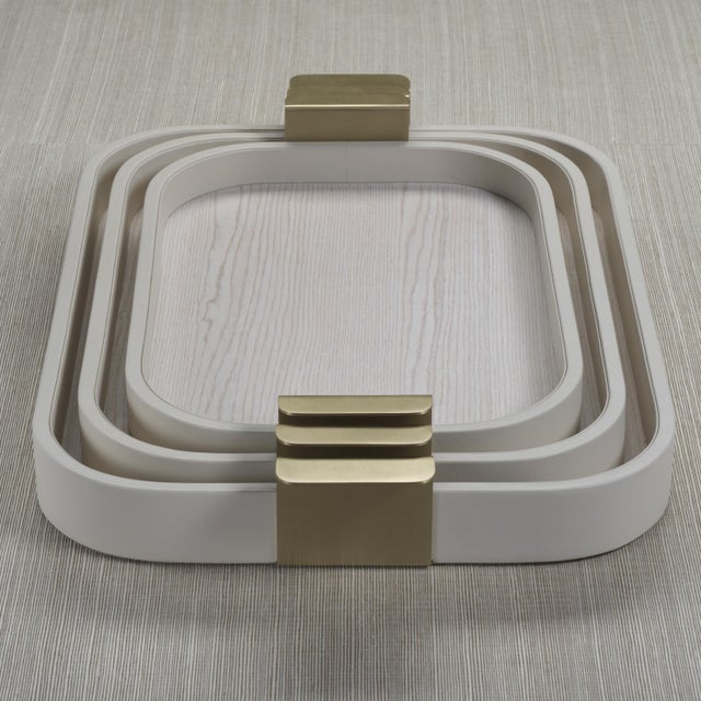 2020s Córdoba Leather Tray with Metal Handles, Medium For Sale - Image 5 of 7