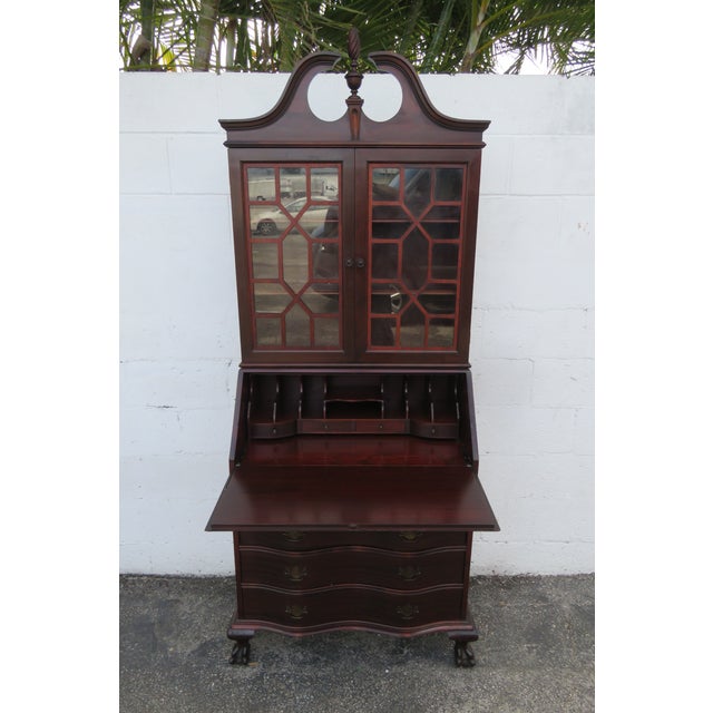 Traditional Mahogany Ball and Claw Feet Tall Secretary Desk 5891 For Sale - Image 3 of 12