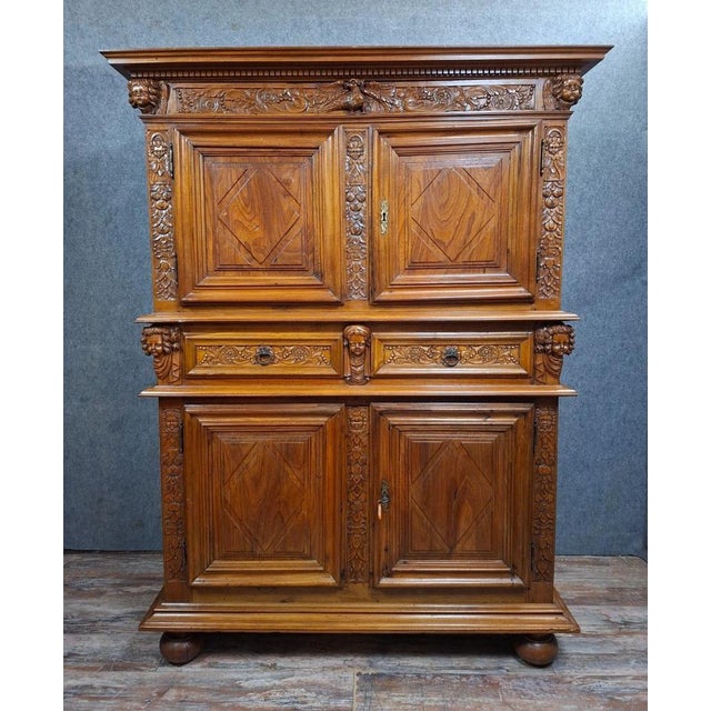 19th Century Renaissance Two-Part Walnut Buffet For Sale - Image 9 of 9