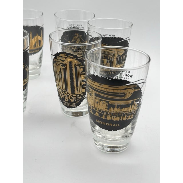 1964-65 New York World's Fair Iced Tea Glass Set of 8 Souvenir Glasses 14oz For Sale In Richmond - Image 6 of 9