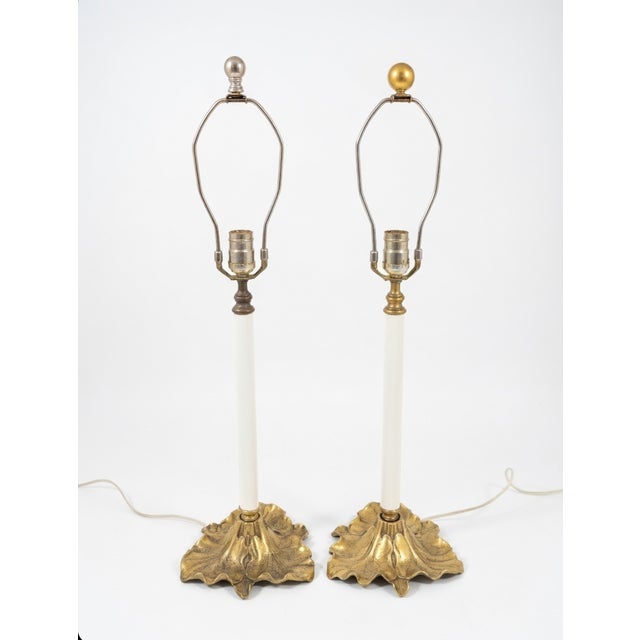 Illuminate your space with this elegant pair of vintage Art Nouveau table lamps, ideal for adding a touch of organic...