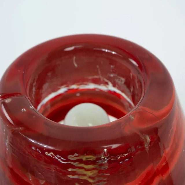 Red Italian Handmade Glass Table Lamp from Leucos, 1970s For Sale - Image 8 of 11