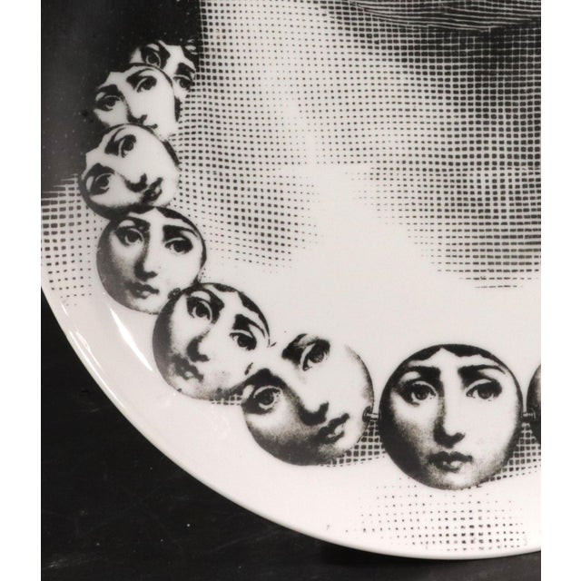 Black Piero Fornasetti Porcelain Themes & Variation Plate, Number 107 For Sale - Image 8 of 10