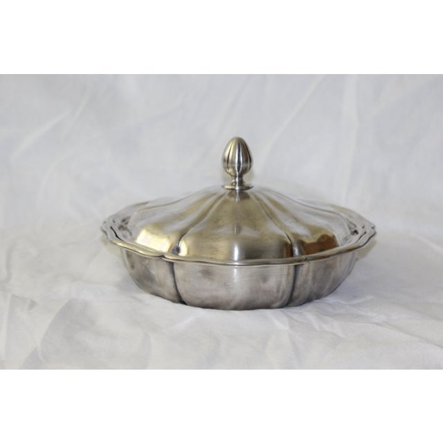 Silver Serving dish with lid Centerpiece bowl Tureen Vegetable dish Lidded dish Wedding centerpiece Holiday table Silver-...