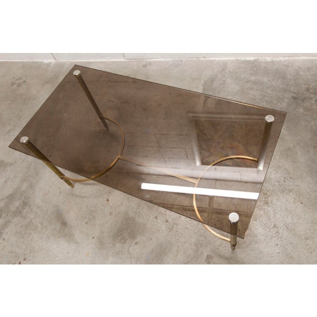 Mid-Century Modern Vintage Coffee Table in Gilt Brass and Smoked Glass, 1960 For Sale - Image 3 of 18