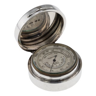 Antique English Silver Barometer from Asprey of London, 1919 For Sale