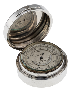 Antique English Silver Barometer from Asprey of London, 1919