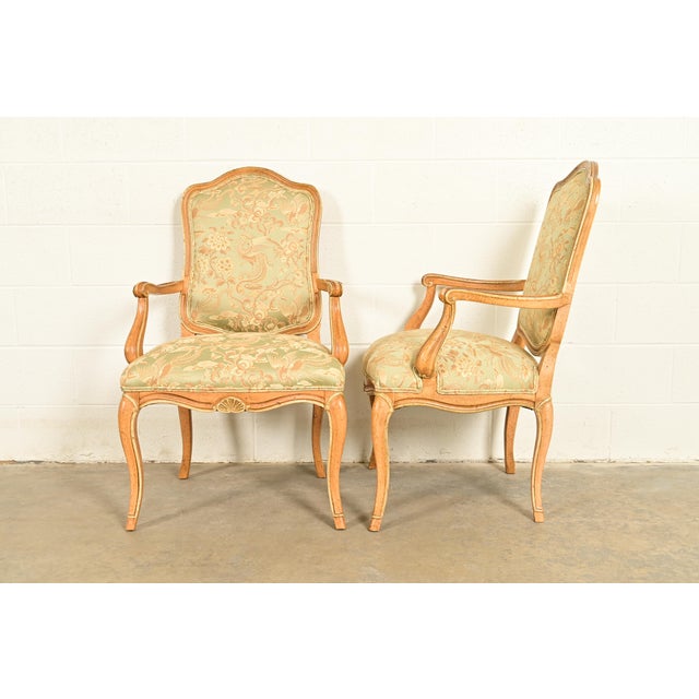 John Stuart French Provincial Louis XV Carved Oak and Cane Back Dining Chairs, Set of Six For Sale - Image 12 of 15