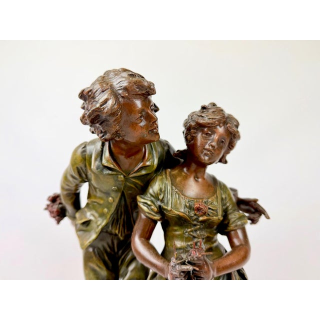 19th Century Antique 19th Century French Patinated Bronzed Spelter Jour de Fete Sculpture by L. & F. Moreau For Sale - Image 5 of 17