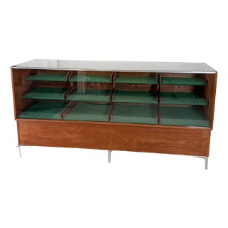 Mid-Century German Display Counter and Showcase in Mahogany and Chrome, 1960s For Sale