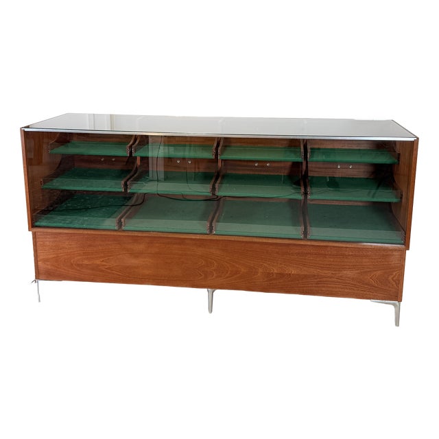 Mid-Century German Display Counter and Showcase in Mahogany and Chrome, 1960s For Sale