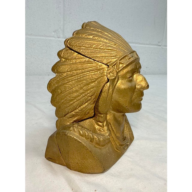 Share Vintage Original Indian Head National Bank Chief Cast Iron Still Coin Bank For Sale In New York - Image 6 of 9