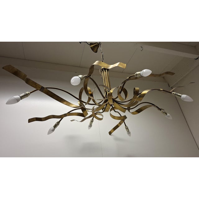 Mid-Century Modern Vintage Brass Chandelier in the style of Jacco Maris, 1970s For Sale - Image 3 of 15