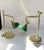 Forest Green Vintage Scandinavian Bankers Desk Table Lamps in Brass and Green Glass, 1990s, Set of 2 For Sale - Image 8 of 12